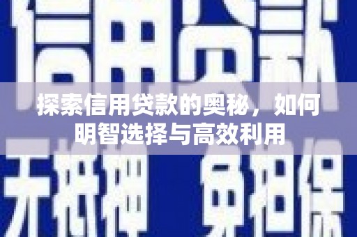 保靖探索信用贷款的奥秘，如何明智选择与高效利用